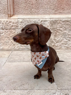 denim bandana with gingerbread man pattern